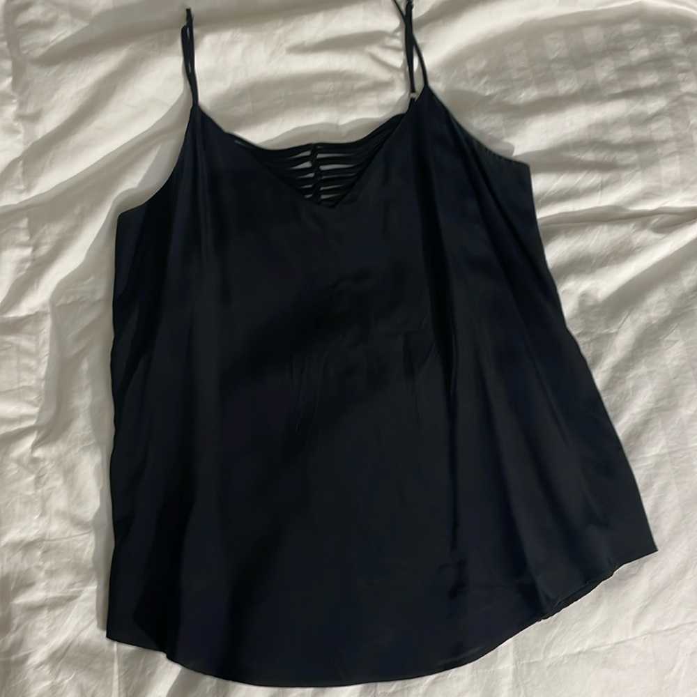 Lavender Brown black silk tank top blouse